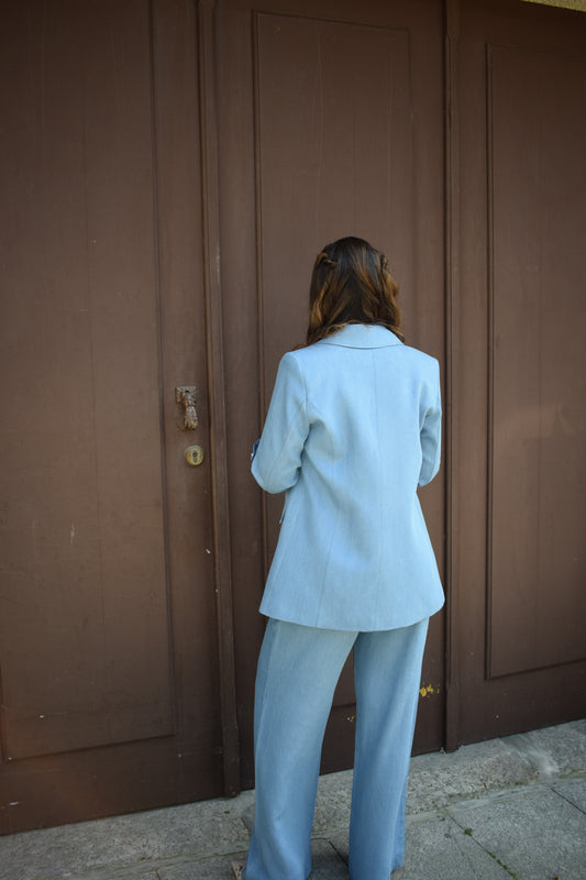 CONJUNTO BLAZER E CALÇA PANTALONA AZUL