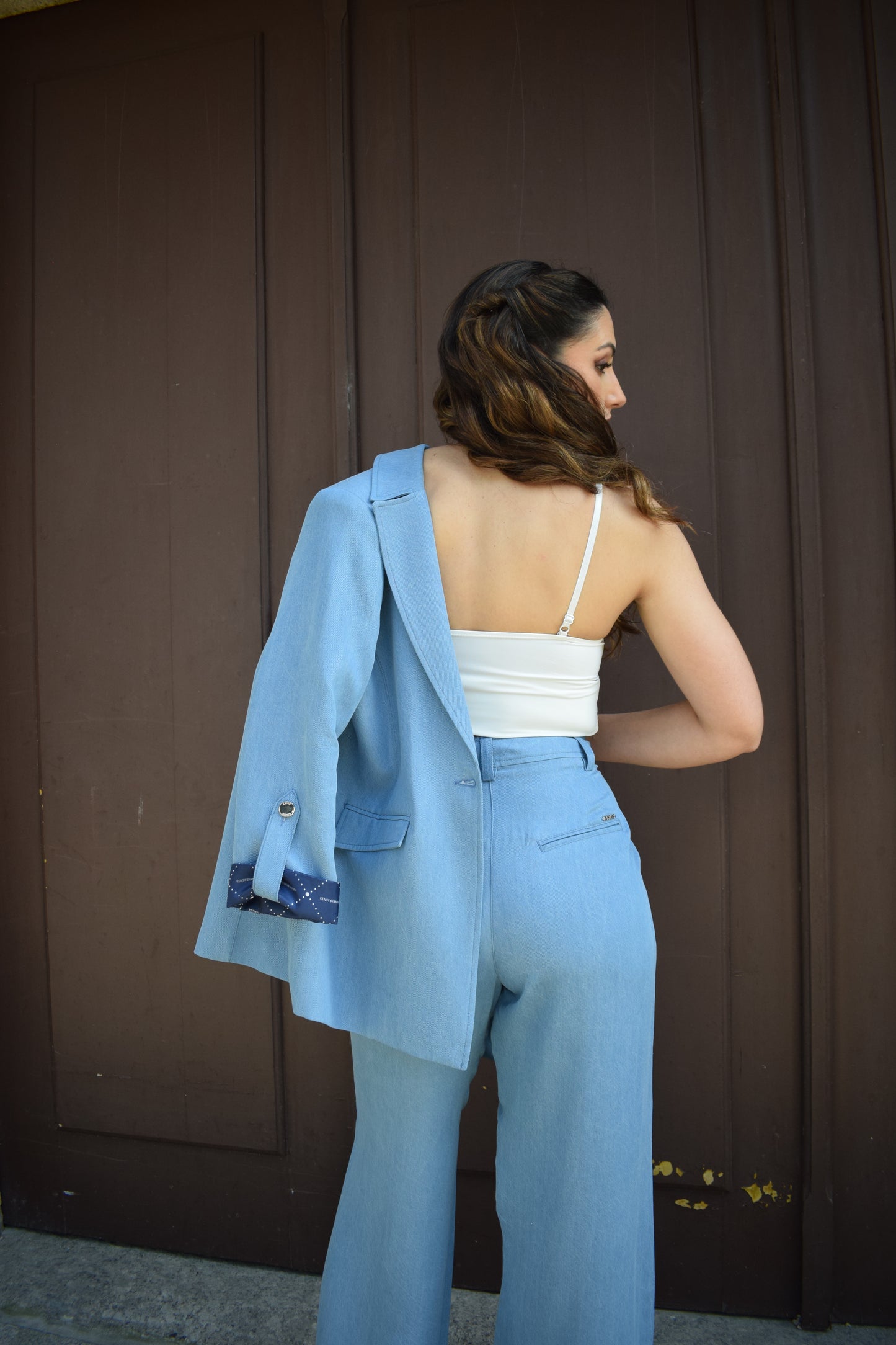 CONJUNTO BLAZER E CALÇA PANTALONA AZUL