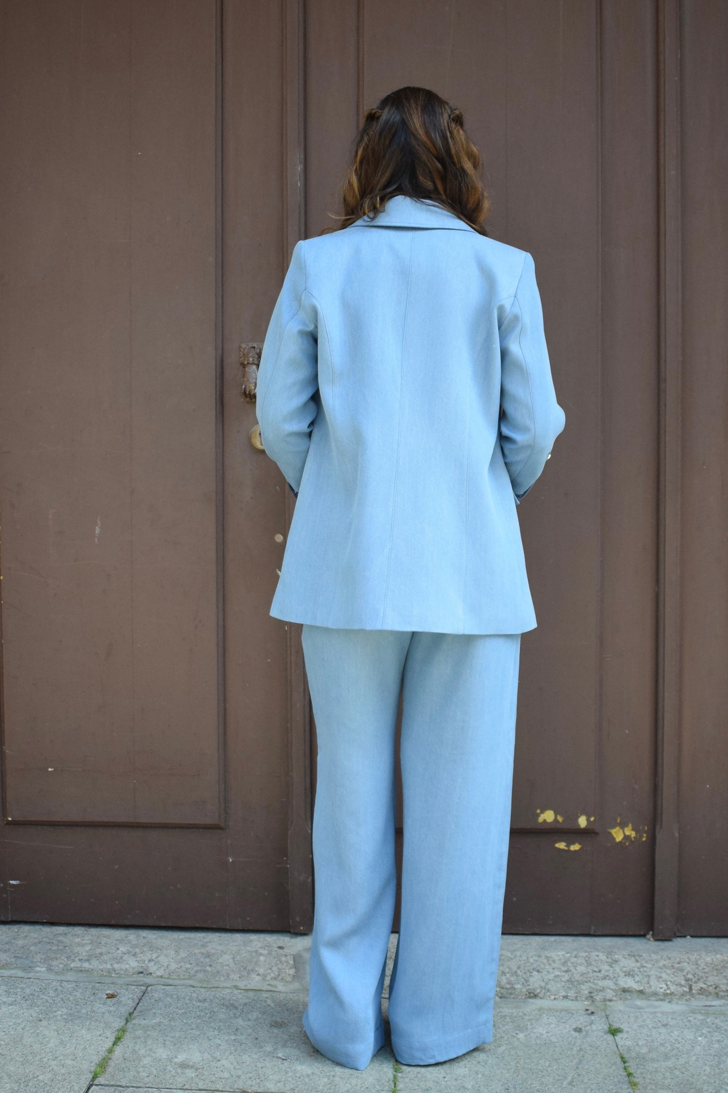 CONJUNTO BLAZER E CALÇA PANTALONA AZUL