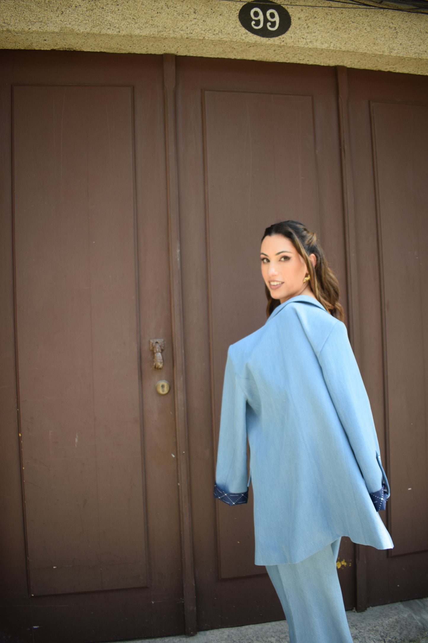 CONJUNTO BLAZER E CALÇA PANTALONA AZUL