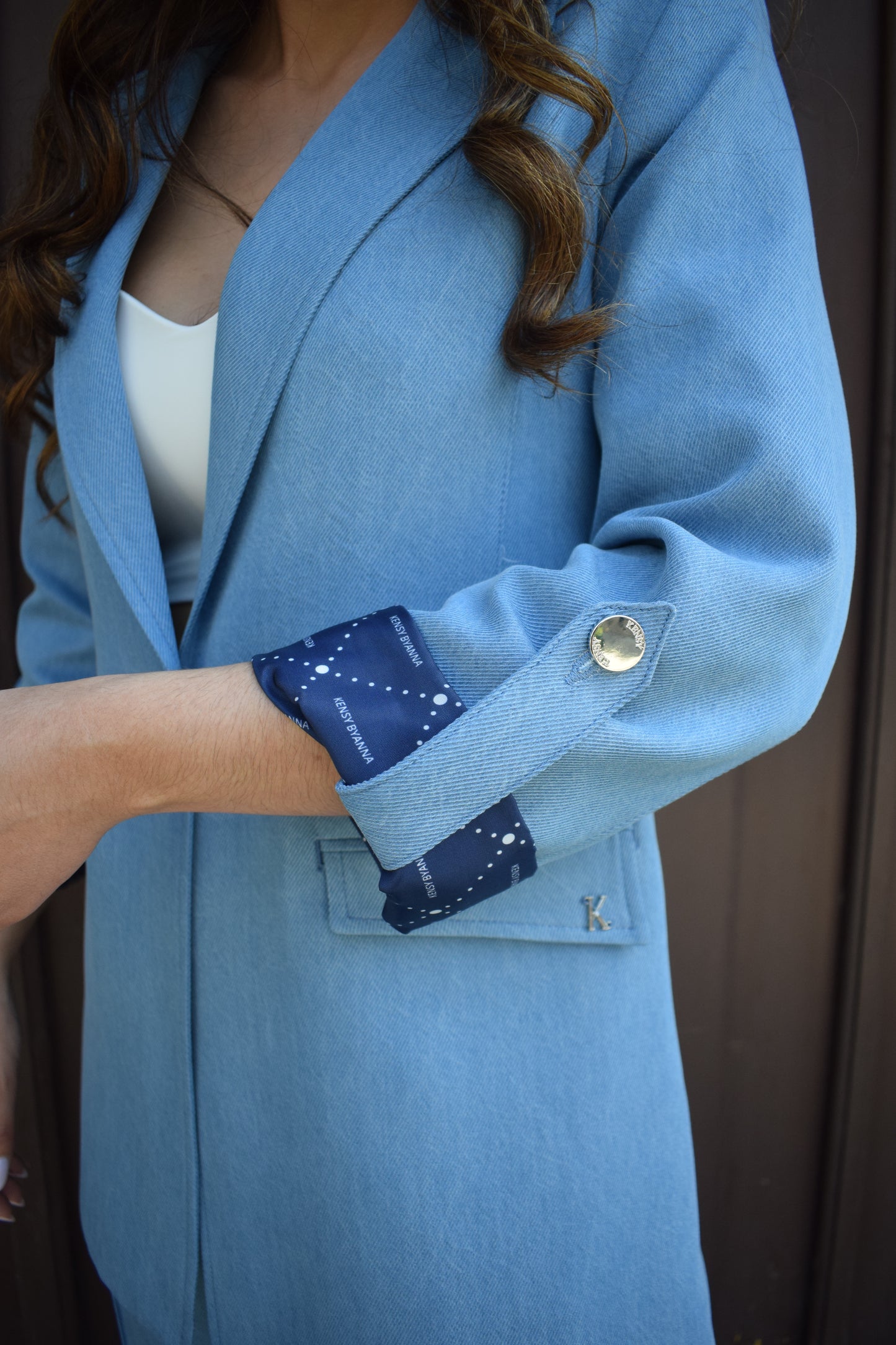 CONJUNTO BLAZER E CALÇA PANTALONA AZUL